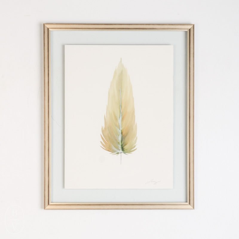MEDIUM FLOATED FRAMED FEATHER PAINTING - SERIES 10 NO 1 - By Lacey