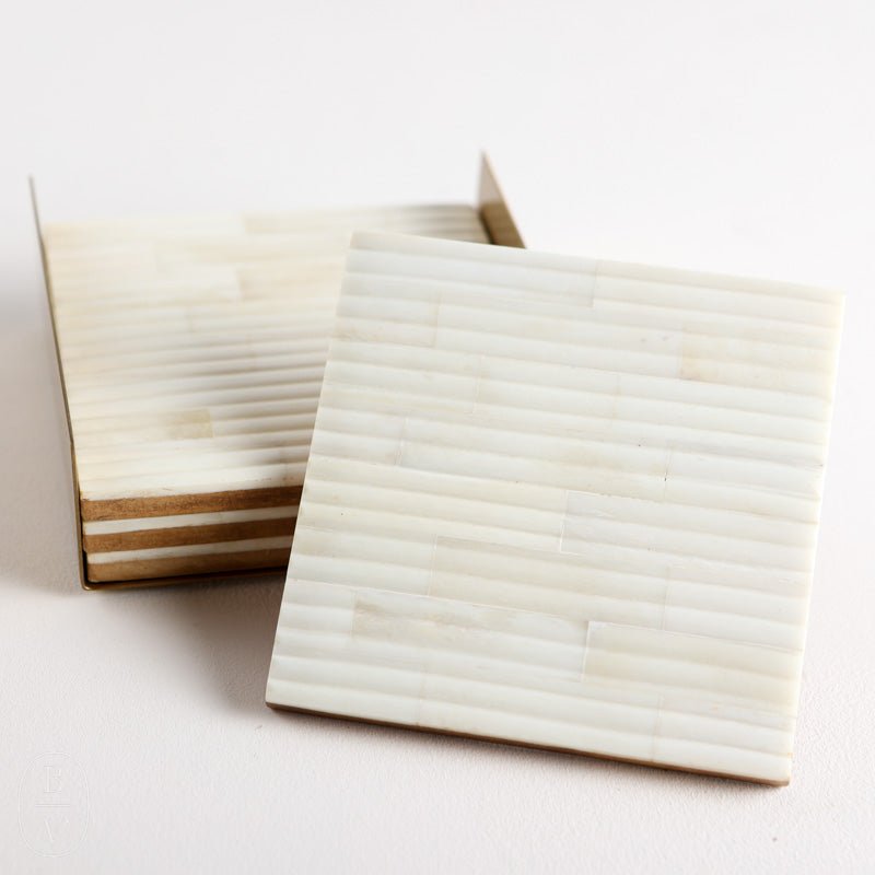 Zodax RIBBED BONE COASTER SET OF 4