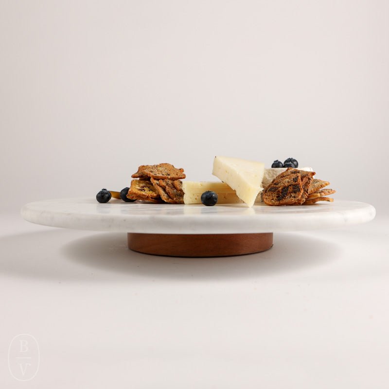Creative Co-op MARBLE LAZY SUSAN WITH WOOD BASE