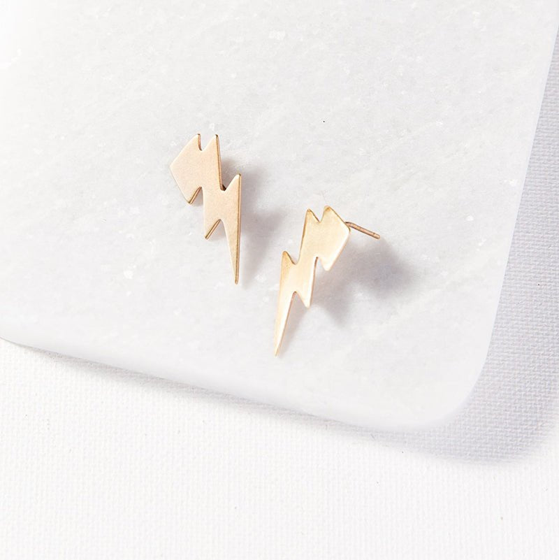 Ink and Alloy SMALL THUNDERBOLT EARRINGS Brass