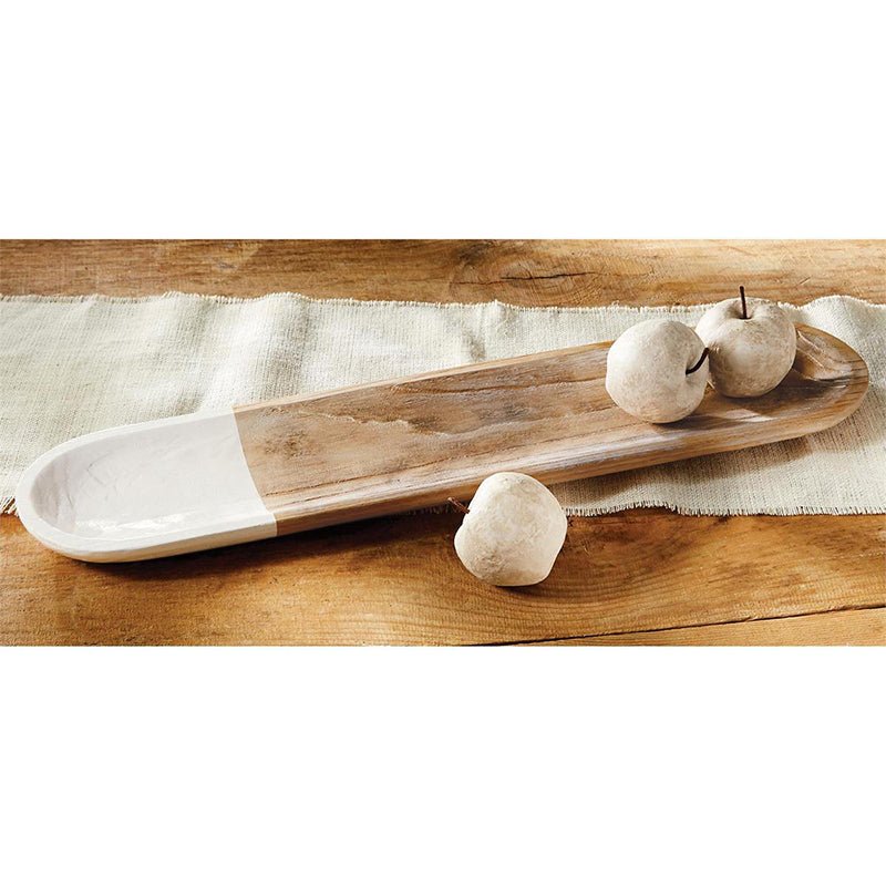 Mudpie PAULOWNIA OVAL BOWL Tan_White