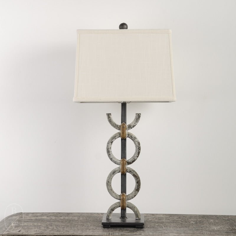Ferro Designs IRON RING LAMP WITH IRON BASE White_Gold Accent 14 Rectangle Shade
