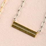 Virtue GOLD RHINESTONE BAR PAPERCLIP CHAIN NECKLACE Silver 16