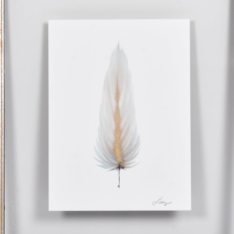 SMALL FRAMED FLOATED FEATHER PAINTING - SERIES 12 NO 4 - By Lacey