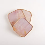 Zodax AGATE MARBLED GLASS COASTER Pink