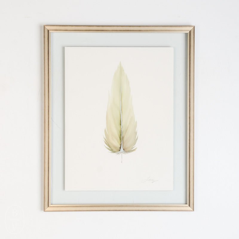 MEDIUM FLOATED FRAMED FEATHER PAINTING - SERIES 10 NO 2 - By Lacey