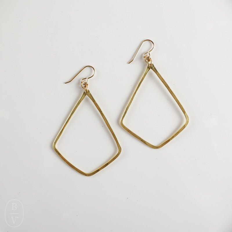 LARGE BRASS KITE EARRINGS - Darby Drake Jewelry and Design