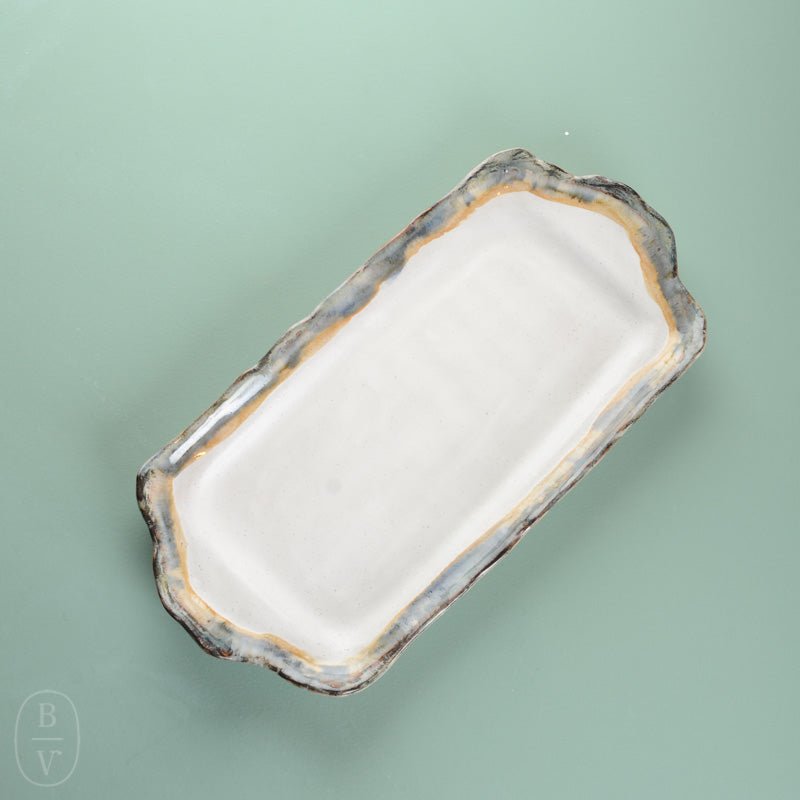 Etta B Pottery RECTANGLE TRAY HANDLES Magnolia