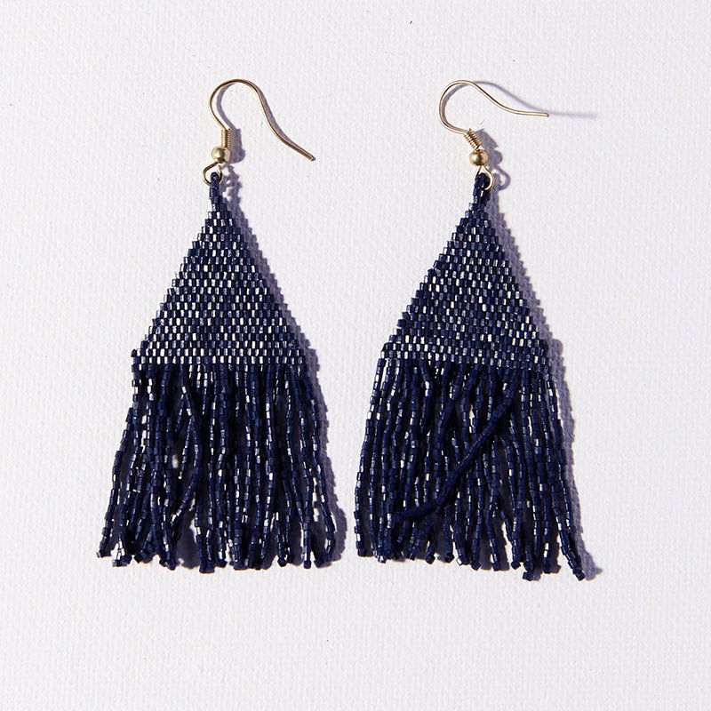 Ink and Alloy LEXIE LUXE PETITE FRINGE EARRINGS Navy