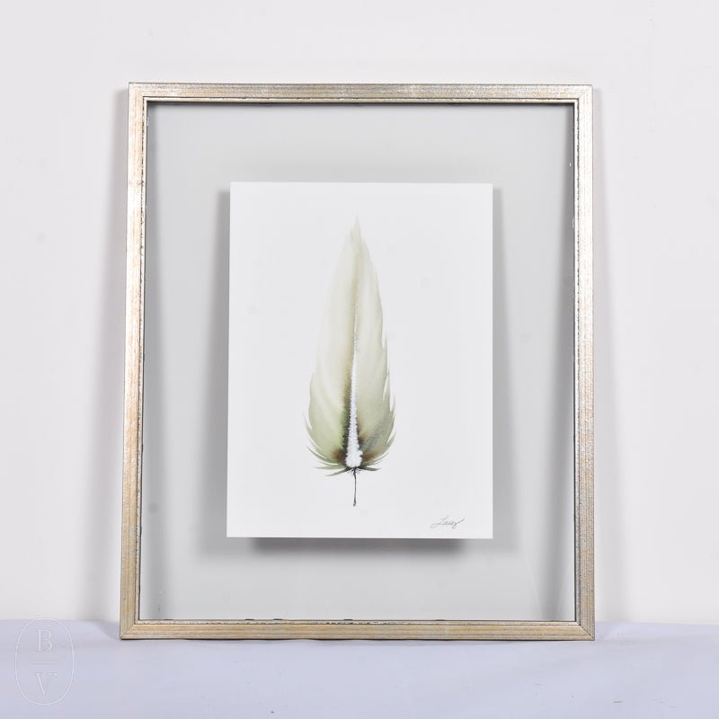 SMALL FRAMED FLOATED FEATHER PAINTING - SERIES 12 NO 6 - By Lacey