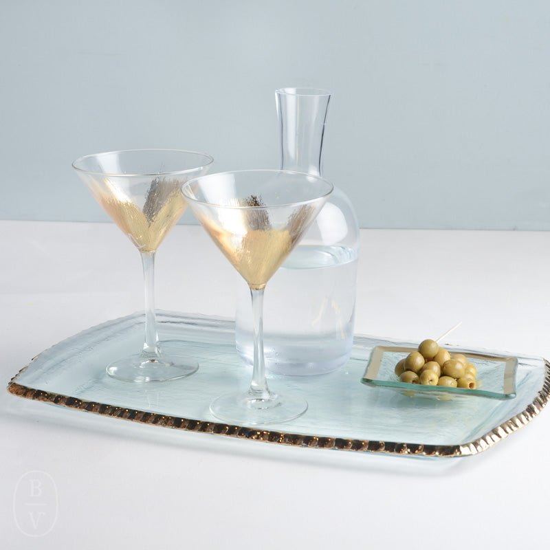 Annieglass EDGEY MARTINI TRAY Gold 17.25 x 11.5