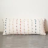 Creative Co-op COTTON PILLOW WITH MULTI COLOR EMBROIDERY LOOP