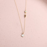 eNewton Design SIGNATURE CROSS GOLD CHARM NECKLACE Off White 16"
