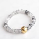 Virtue BEADED BRACELET WITH GOLD BALL Grey Faceted