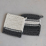 Creative Co-op SQUARE COTTON KNIT STRIPE POT HOLDER