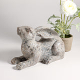 K and K Interiors DISTRESSED GRAY RESIN BUNNY Laying