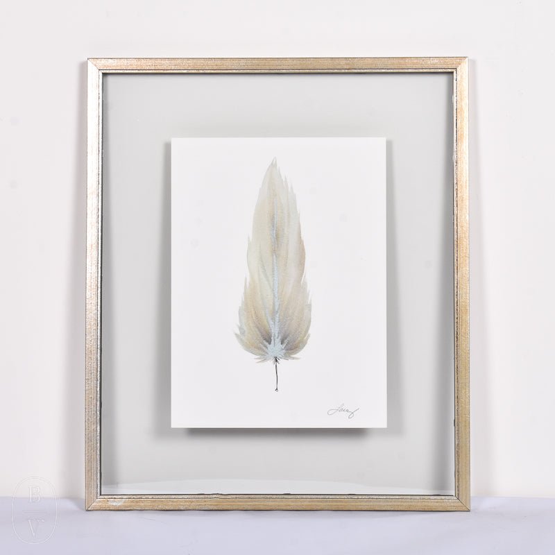 SMALL FRAMED FLOATED FEATHER PAINTING - SERIES 12 NO 5 - By Lacey