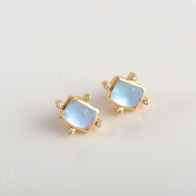 Julie Vos CLARA STUD EARRINGS Iridescent Chalcedony Blue