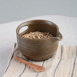 Creative Co-op REACTIVE GLAZE STONEWARE HANDLED BOWL WITH SPOUT Brown