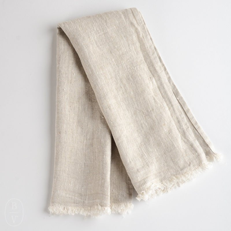 LinenCasa STONEWASHED LINEN HAND TOWEL Light Natural Frayed Edges