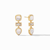 Julie Vos ANTONIA TIER EARRINGS Gold Iridescent Clear Crystal