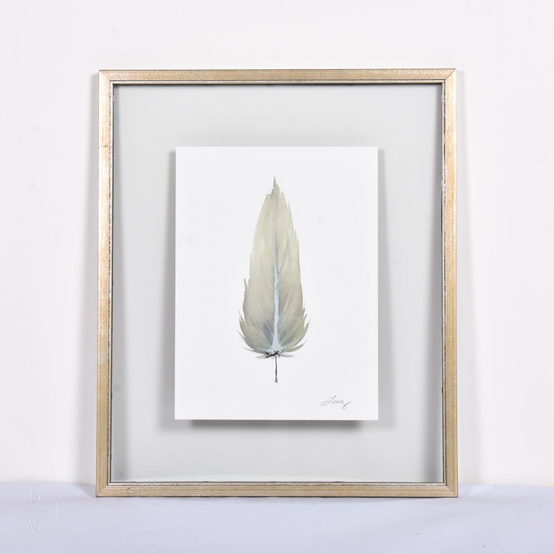 SMALL FRAMED FLOATED FEATHER PAINTING - SERIES 12 NO 8 - By Lacey