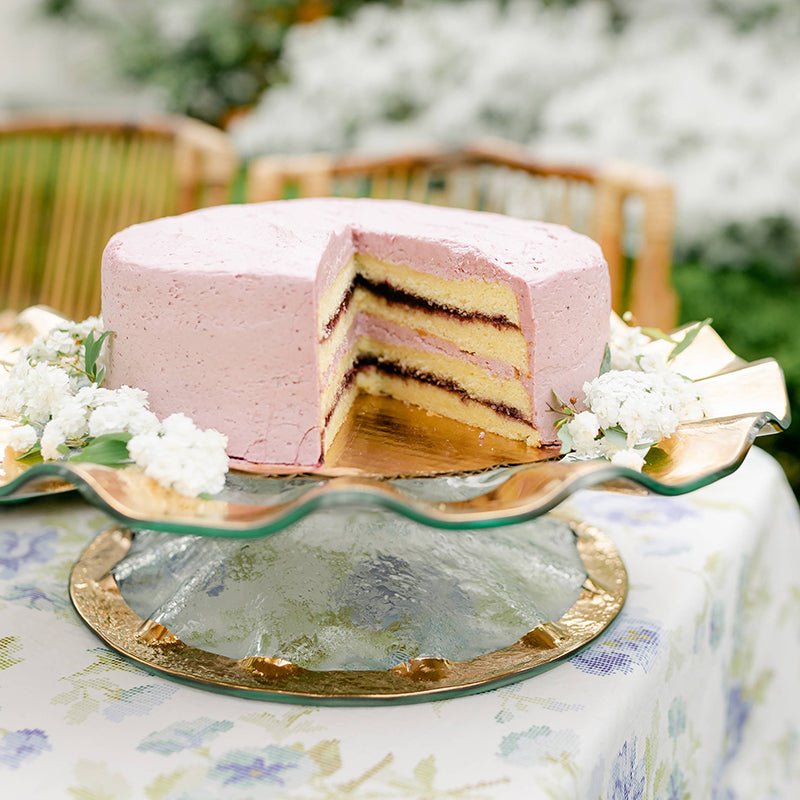 RUFFLE PEDESTAL CAKE PLATE - Annieglass