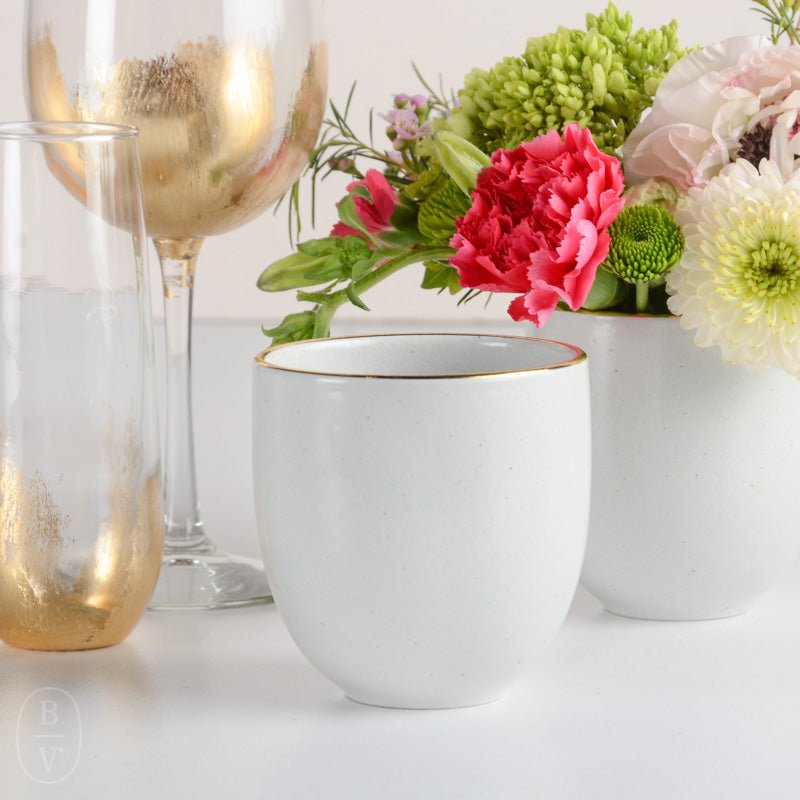 Blush and Bough STONEWARE GOLD RIM STEMLESS CUP Ice Blue