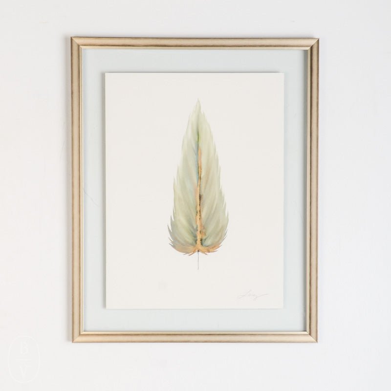 MEDIUM FLOATED FRAMED FEATHER PAINTING - SERIES 10 NO 3 - By Lacey