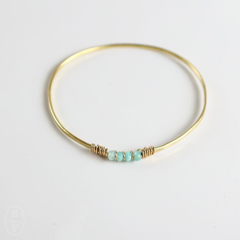 Darby Drake Jewelry and Design WIRE WRAPPED STONE BANGLE BRACELET Russian Amazonite