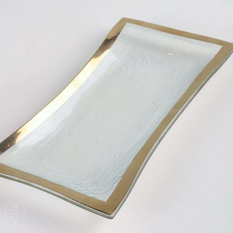 Annieglass ROMAN ANTIQUE OLIVE TRAY Gold 11 x 5