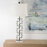 IRON GREEK KEY LAMP WITH ACRYLIC BASE - Ferro Designs