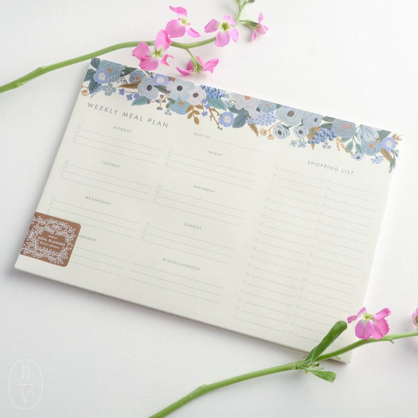 MEAL PLANNER NOTEPAD-GARDEN PARTY BLUE