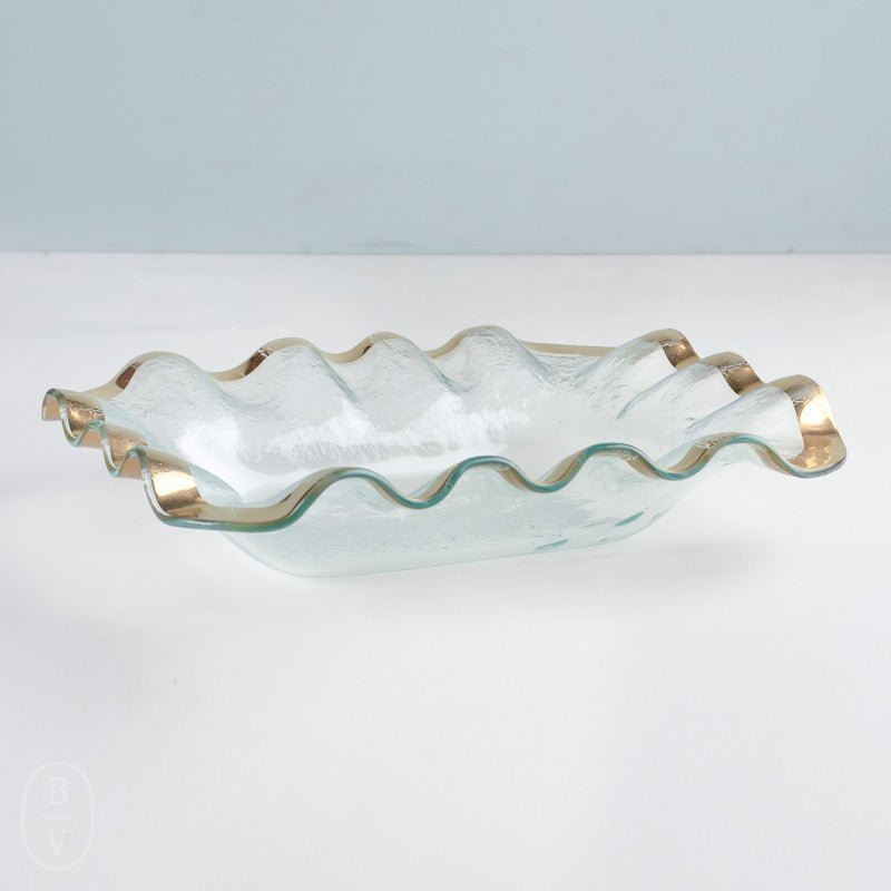 Annieglass RUFFLE BREAD BASKET Gold 10.75 x 13.5
