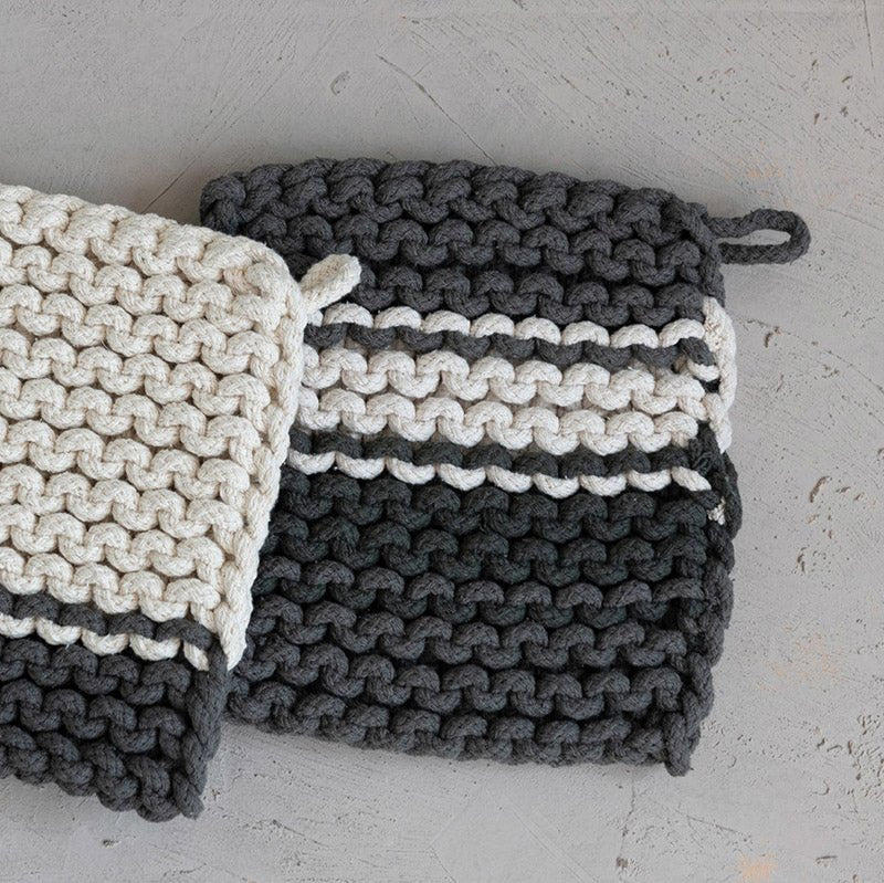 Creative Co-op Cotton Knit Dish Cloths in Cotton Bag