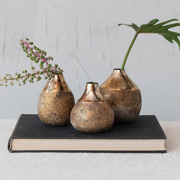 BURNT GOLD METAL VASE