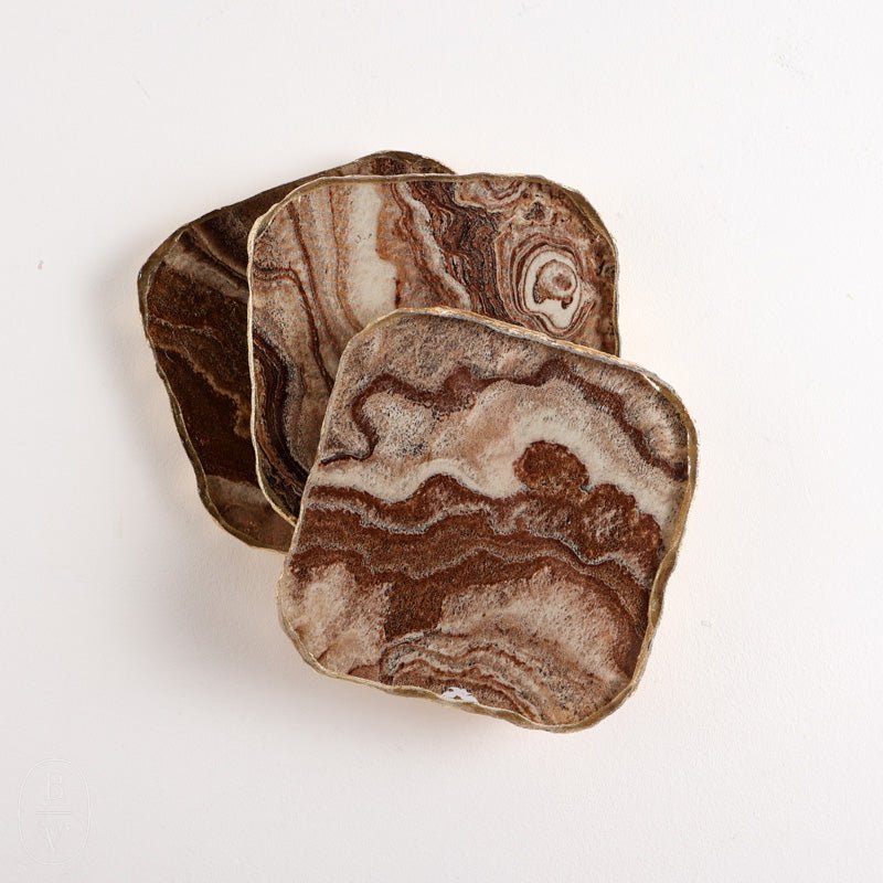 Zodax AGATE MARBLED GLASS COASTER Brown