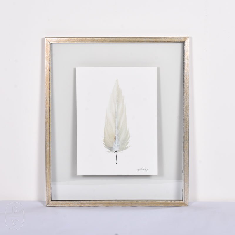 SMALL FRAMED FLOATED FEATHER PAINTING - SERIES 12 NO 1 - By Lacey