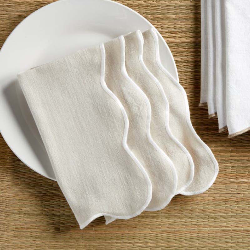 Mudpie SCALLOPED NAPKIN SET White Trim