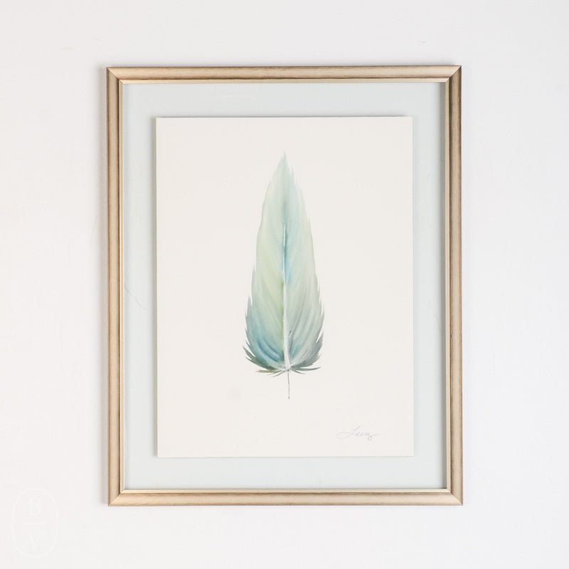 MEDIUM FLOATED FRAMED FEATHER PAINTING - SERIES 10 NO 4 - By Lacey