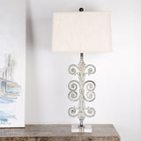 Ferro Designs IRON FLEUR SCROLL LAMP WITH ACRYLIC BASE