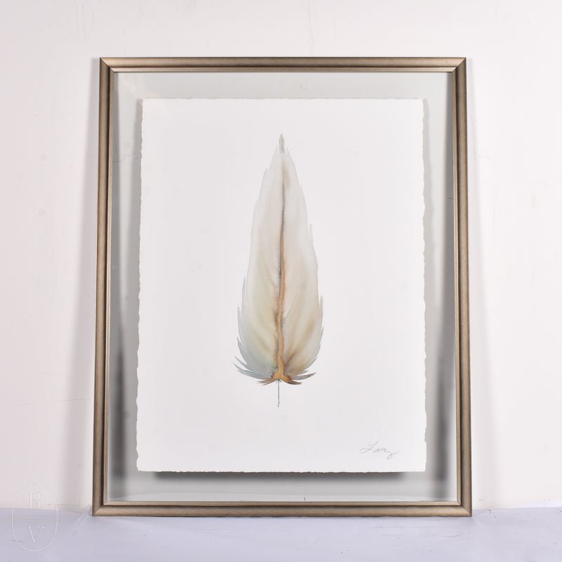 LARGE FRAMED FLOATED FEATHER PAINTING - SERIES 15 NO 3 - By Lacey