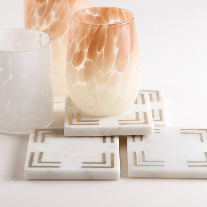MARMO MARBLE SQUARE COASTERS SET OF 4 - Zodax