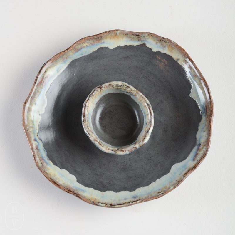 Etta B Pottery CHIP AND SALSA DISH Gray