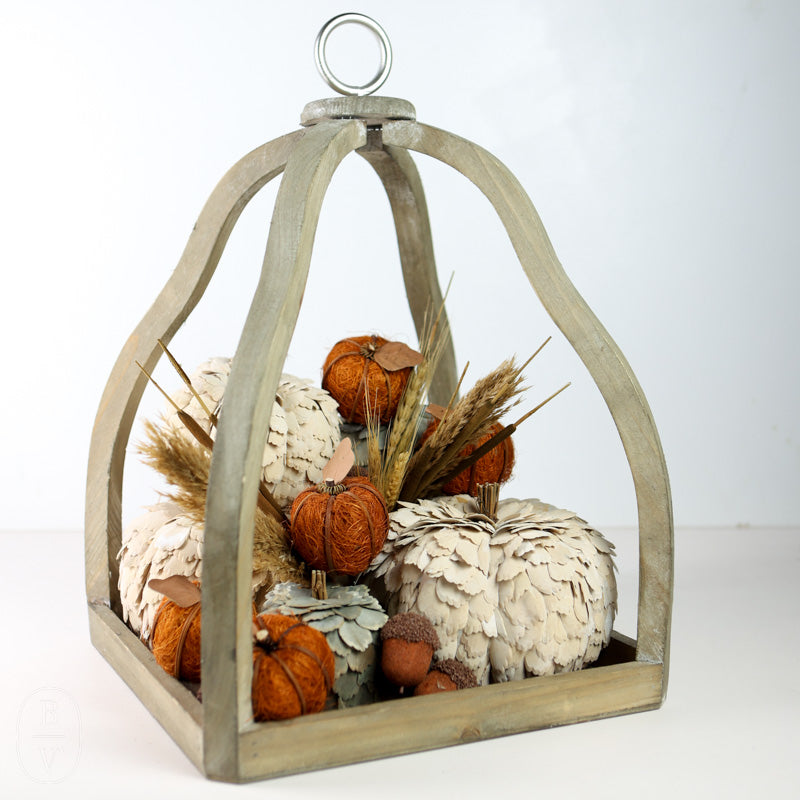 K and K Interiors SCALLOPED WOOD CHIP PUMPKIN