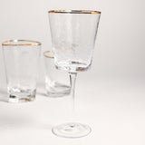 Zodax APERITIVO TRIANGULAR WINE GLASS Clear Gold Rim
