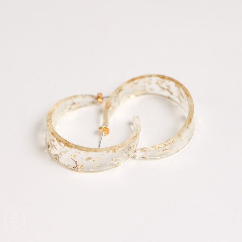 Virtue FLAT ACRYLIC HOOP EARRINGS Gold Flake Medium