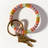 Ink and Alloy SEED BEAD KEY RING Lilac_Citron Stripe