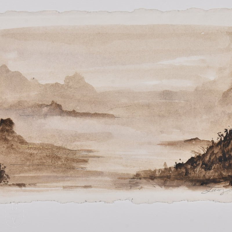 By Lacey PEACE LANDSCAPE DECKLE EDGE FRAMED PAINTING - SERIES 4 NO 2