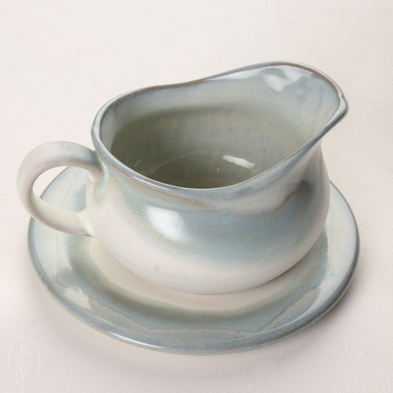 Etta B Pottery GRAVY BOAT SAUCER SET Hydrangea